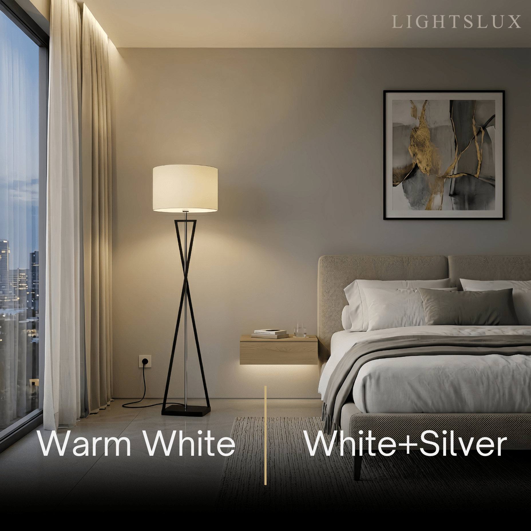 Modern Floor Lamp with Cylindrical Fabric Shade