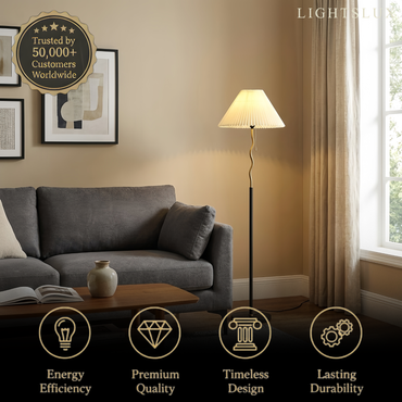Crema Minimalist Metal & Fabric Floor Lamp