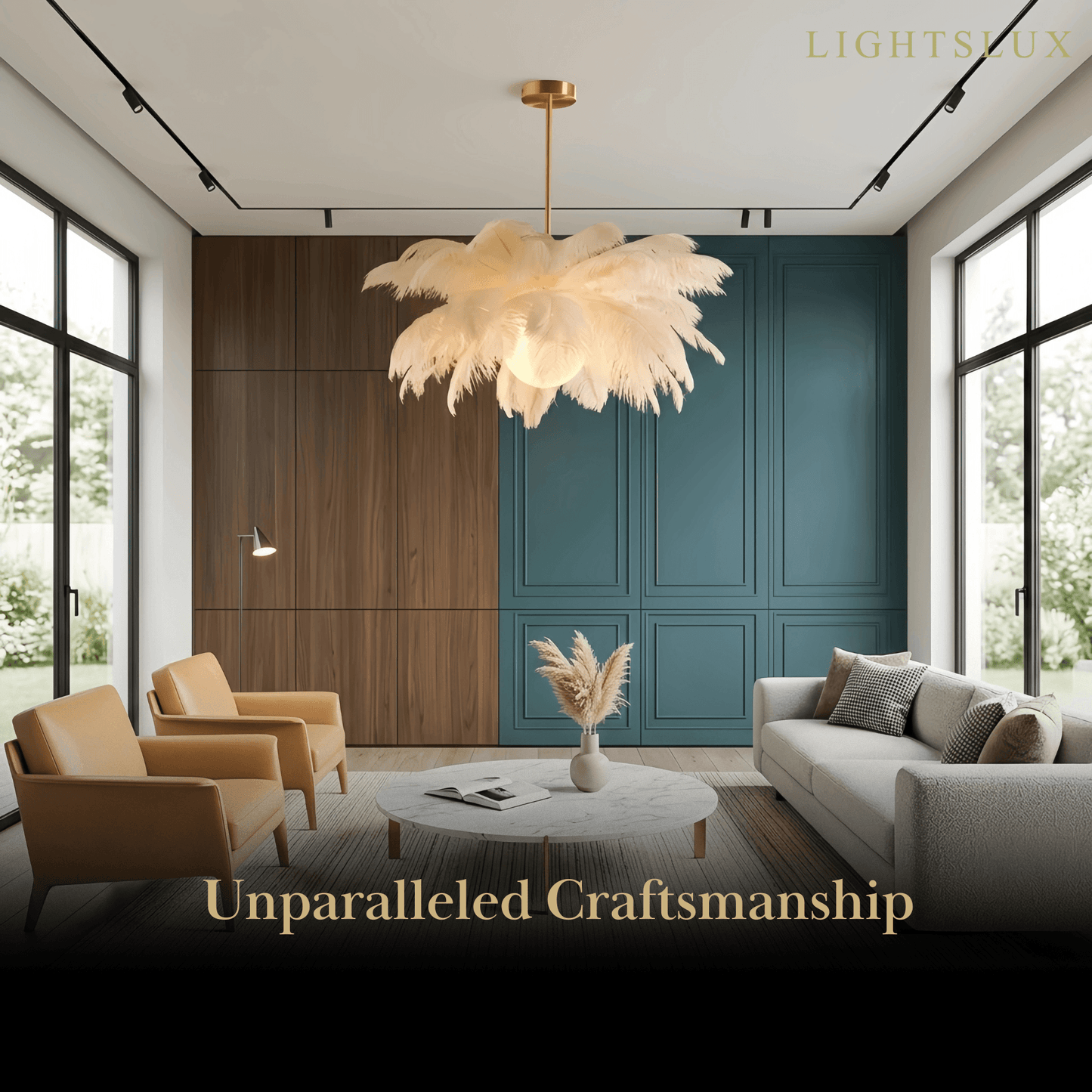 Lunara Art Deco Feather Chandelier