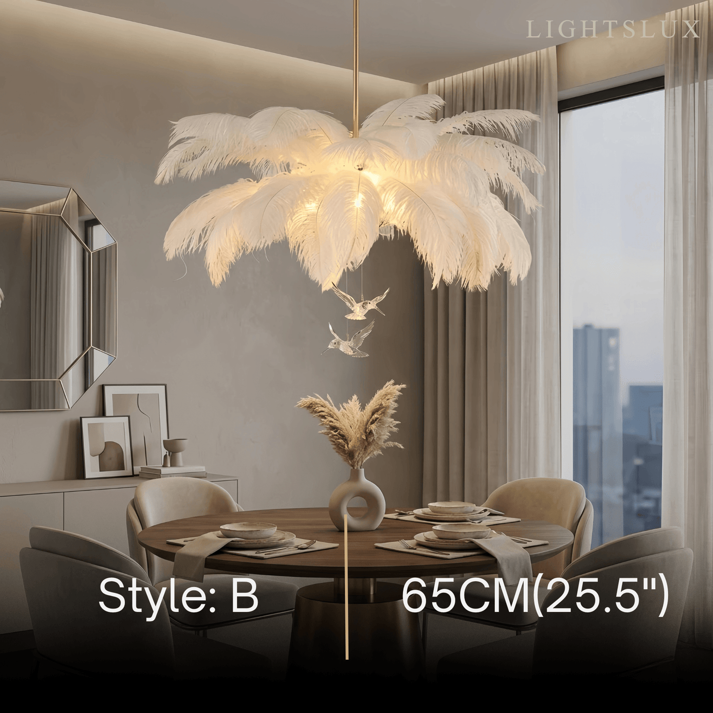 Lunara Art Deco Feather Chandelier