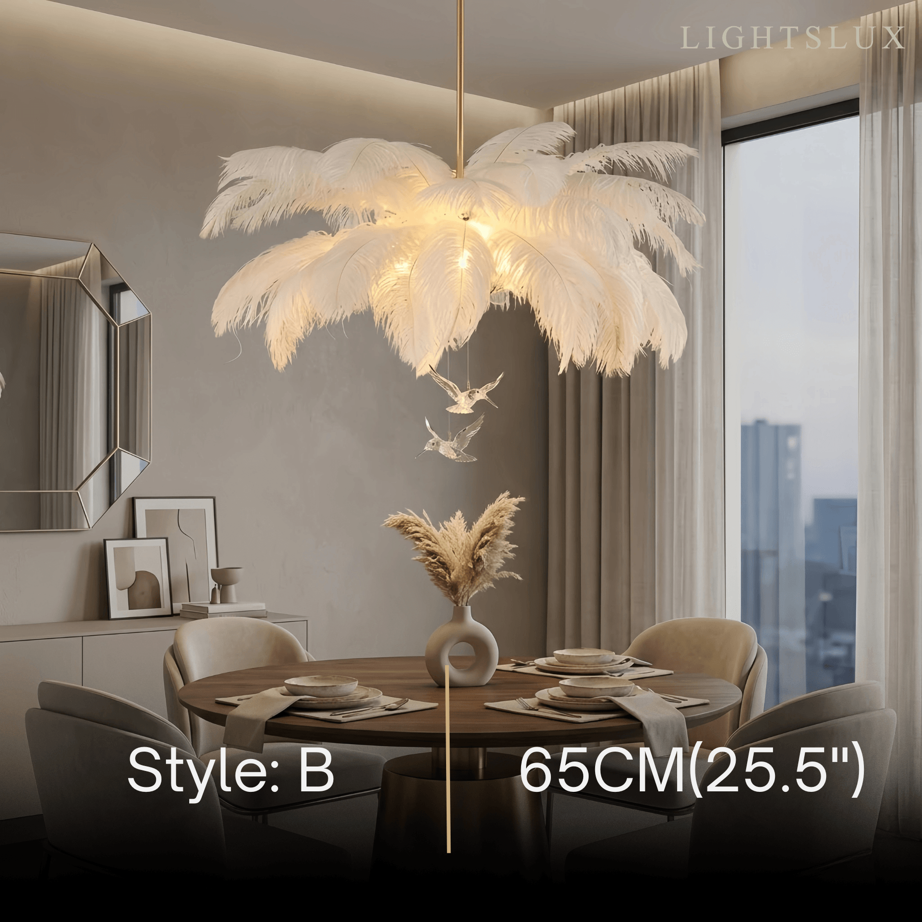 Lunara Art Deco Feather Chandelier