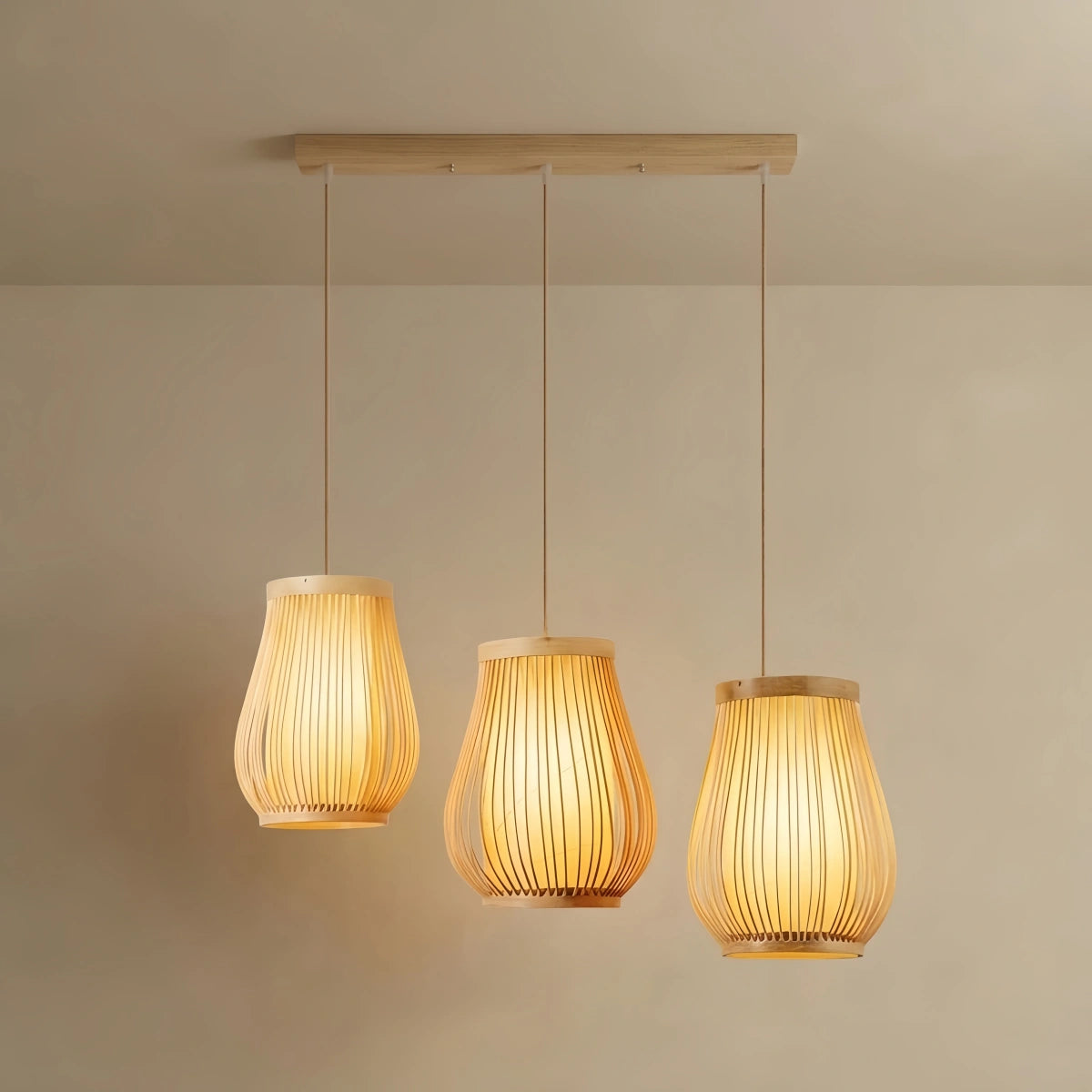 Bamburo Rustic Handwoven Rattan Pendant Light -- Natural Texture for Dining Room