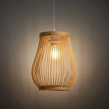 Bamburo Rustic Handwoven Rattan Pendant Light -- Natural