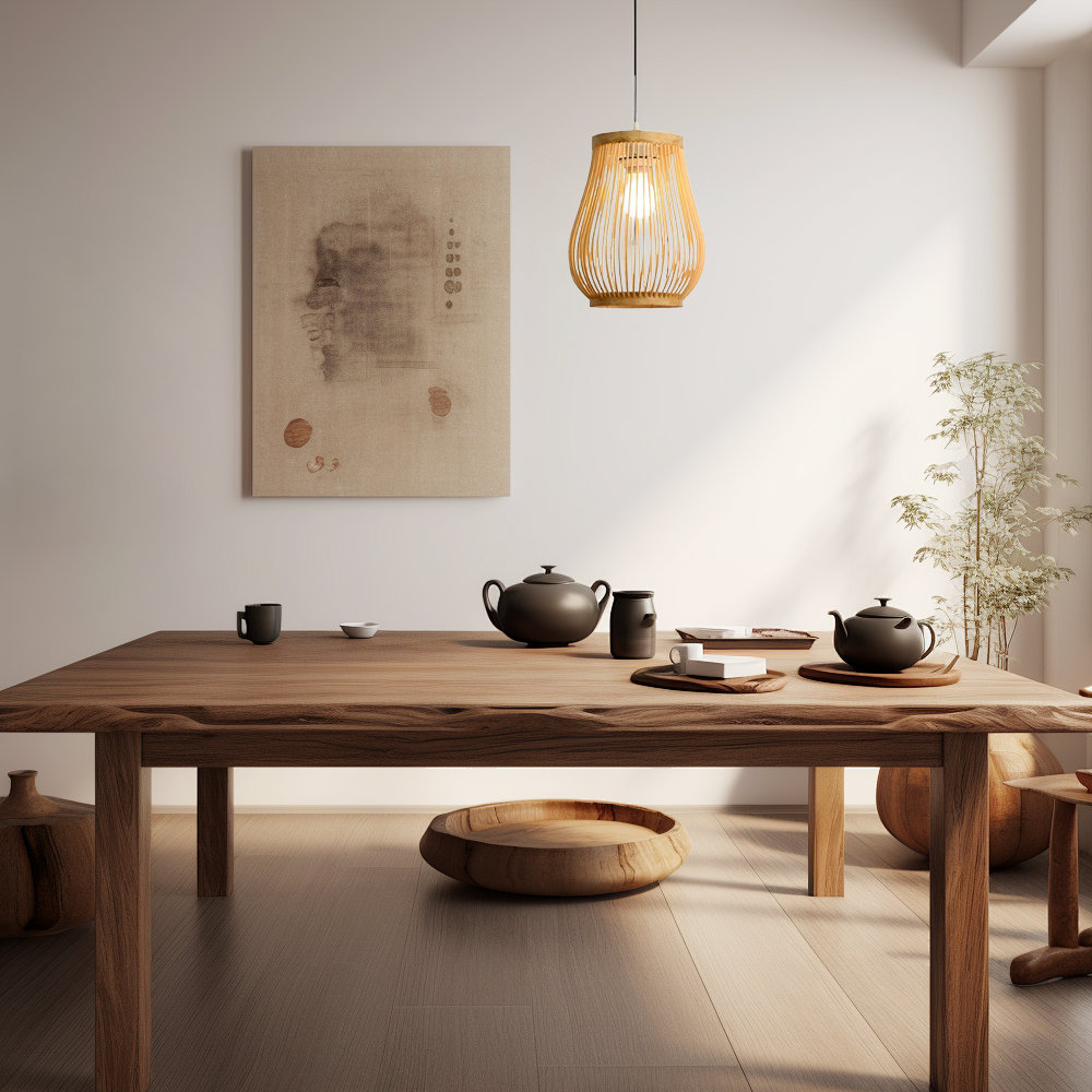 Bamburo Rustic Handwoven Rattan Pendant Light -- Natural