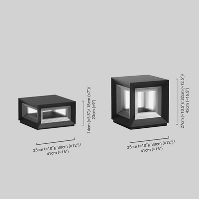 Arcato Modern LED Outdoor Pillar Lights - Black Metal Cube Design