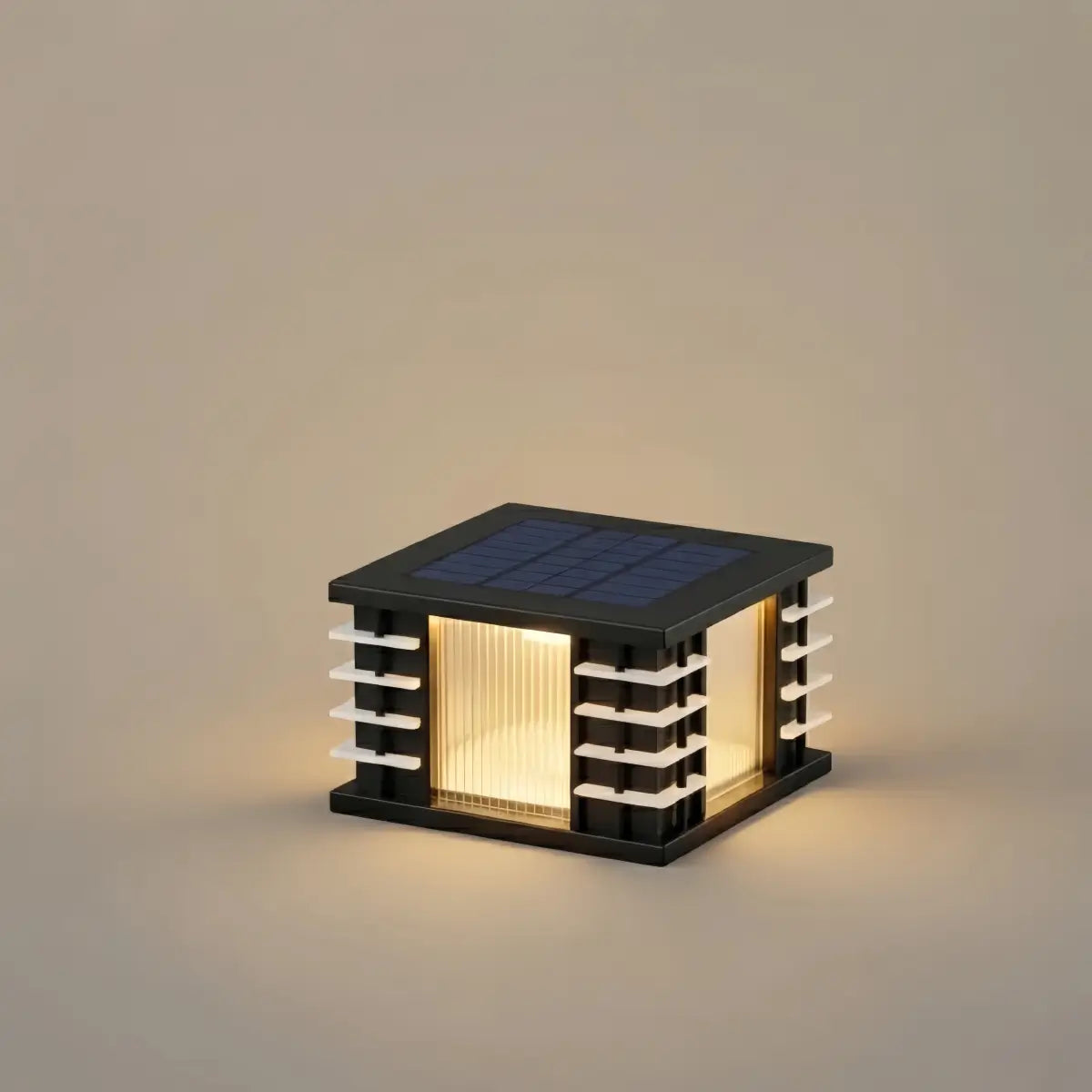 BT972Stellar Modern Solar Outdoor Pillar Lights - Square Metal & Acrylic Glass Garden