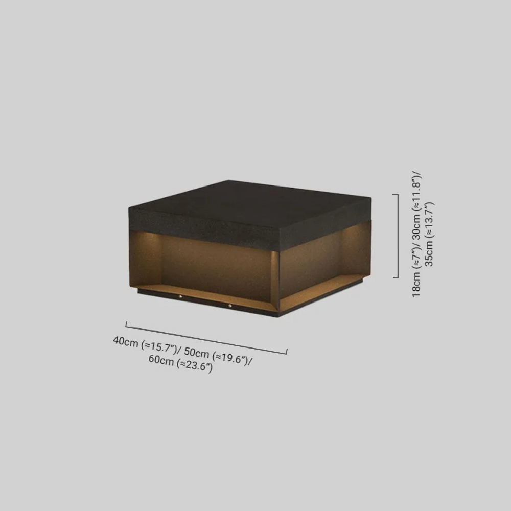 Modern Square Outdoor Pillar Light Dimension
