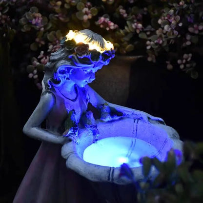 Art Deco Fairy Girl Outdoor Floor Lamp