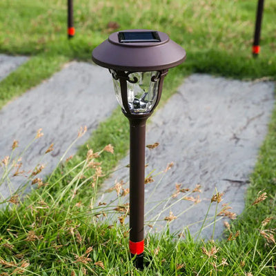 Irondale Industrial Bowl-Shaped Solar Pathway Light – Coffee Metal Outdoor Lamp
