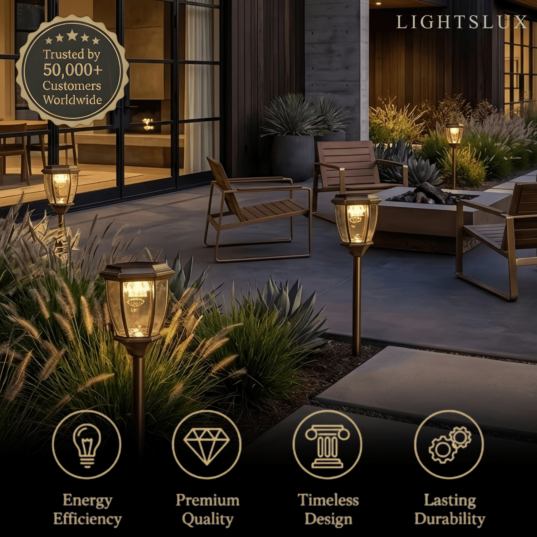 Outdoor Pathway Lights - Black Metal