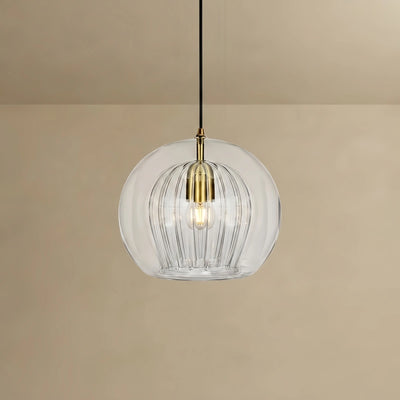 Vetro Nordic Globe Pendant Light – Clear or Amber Glass for Bedroom
