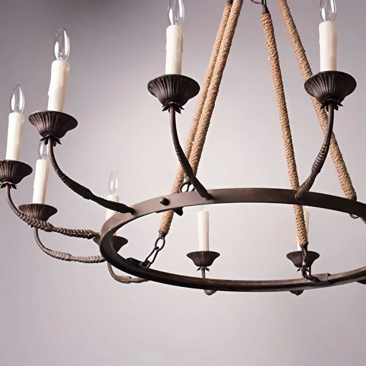 Industrial Candle Metal Chandelier – 6/8/12-Light Vintage for Living Room