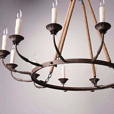 Industrial Candle Metal Chandelier – 6/8/12-Light Vintage for Living Room