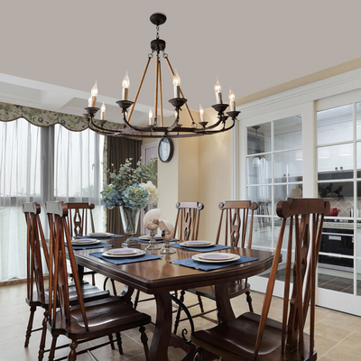 6/8/12-Light Vintage Fixture for Dining & Living Rooms Dimensions