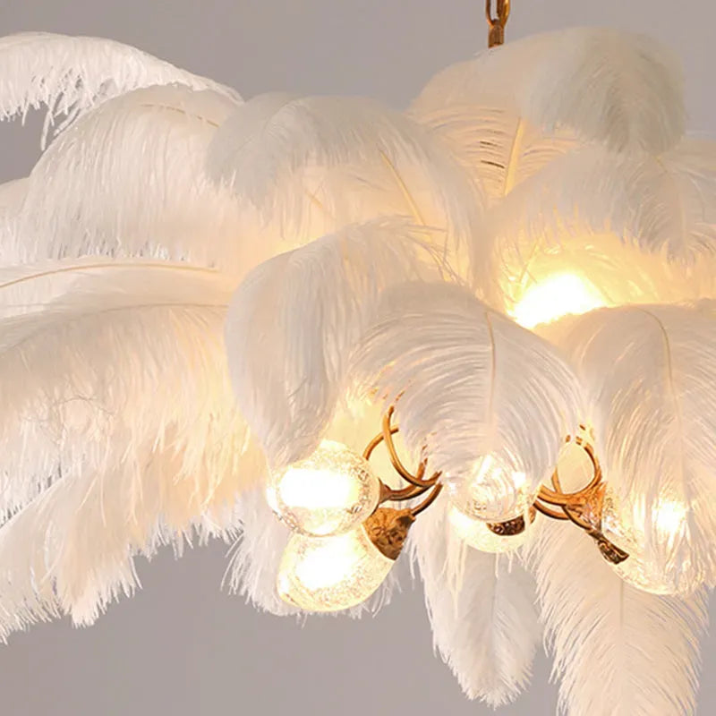 Art Deco Pendant Light — 8-Color Brass & Feather 