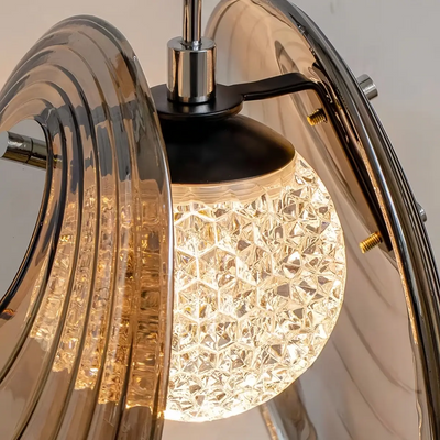 Lunara Modern Glass Disc Pendant Light--Amber/Smoke Grey Details