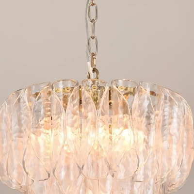 Excelis Luxury Chandelier --Textured Glass & Metal Details