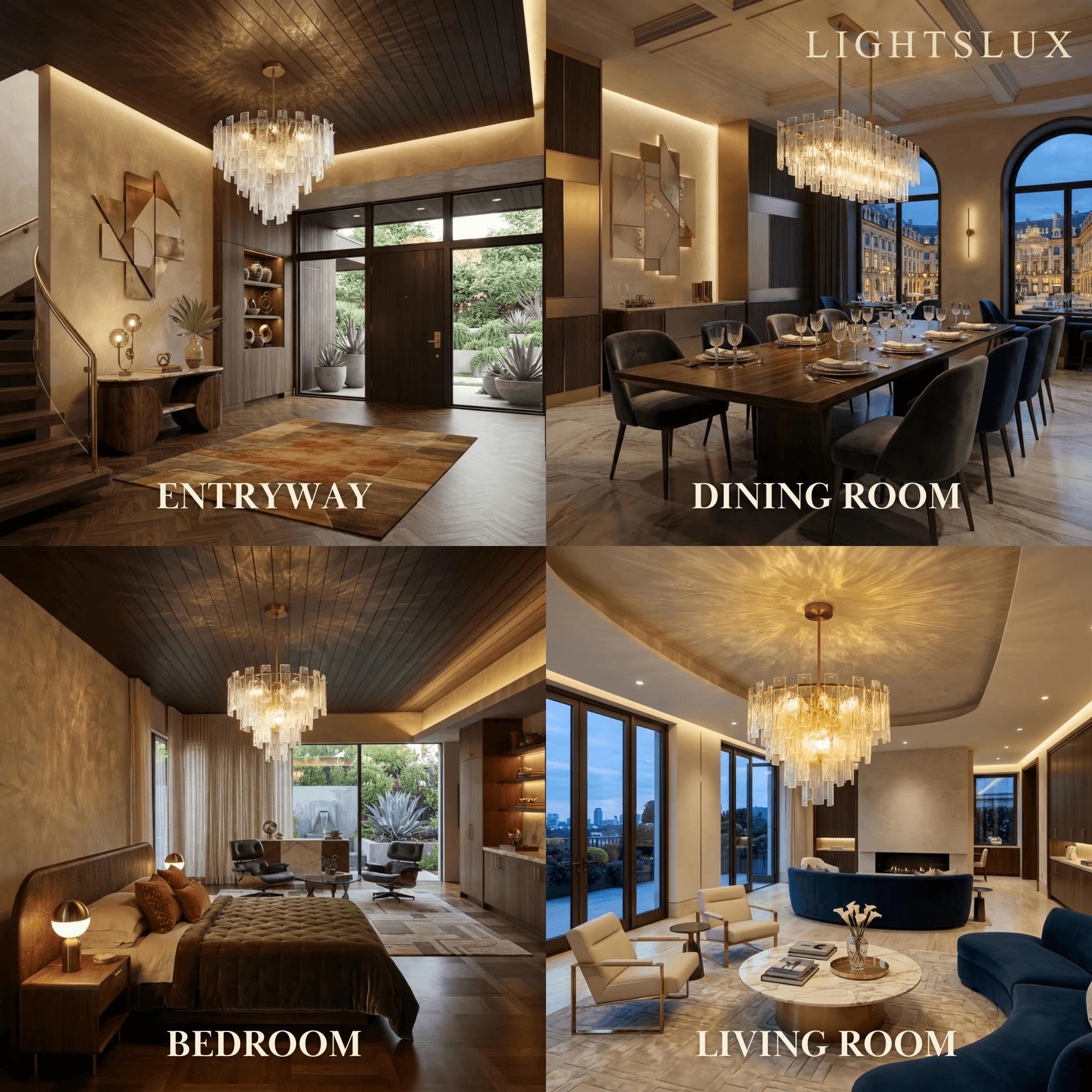 Excelis Luxury Chandelier -- Hand-Blown Glass & Metal for Home