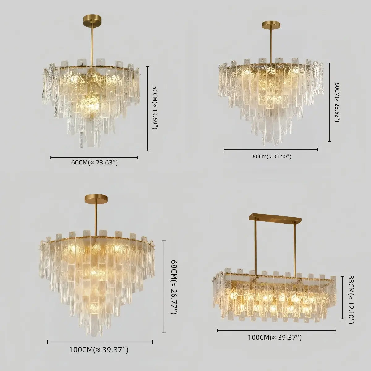 Excelis Luxury Chandelier -- Hand-Blown Glass & Metal for Living Room / Foyer Size