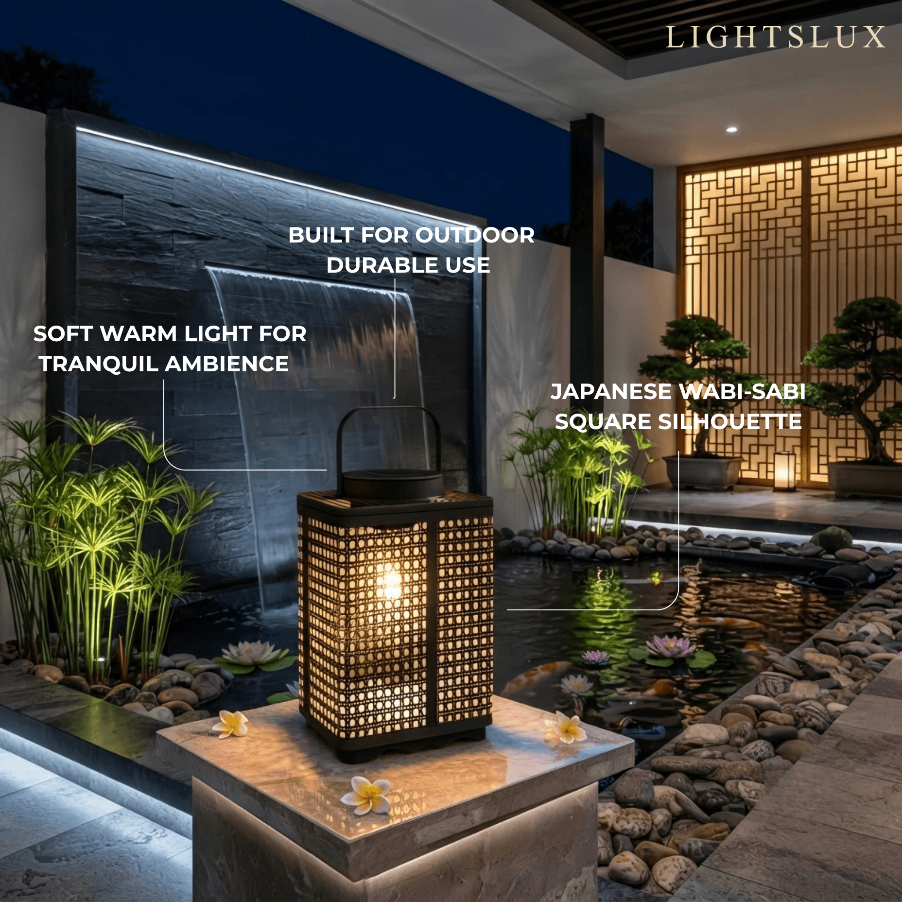 Bamburo Minimalist Outdoor Floor Lamp -- Metal & Rattan