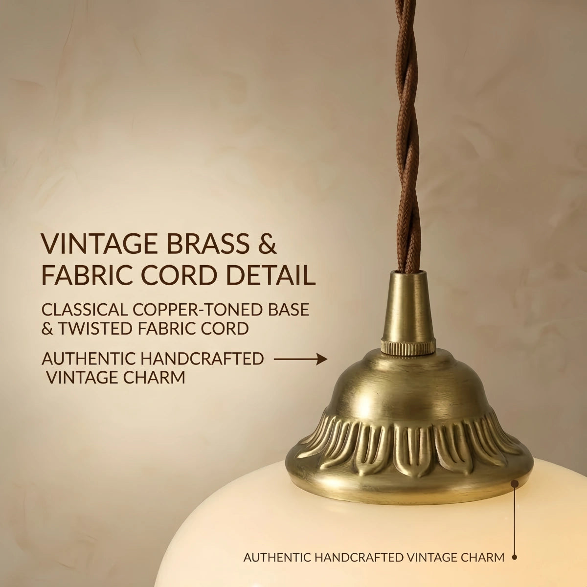 Crema Elegant Floral Pendant Lamp -- Brass & Resin Beige/White for Dining Room