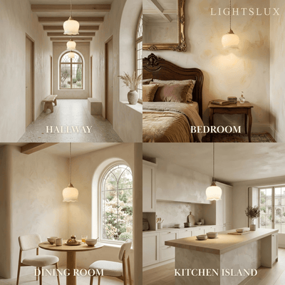 Crema Elegant Floral Pendant Lamp -- Brass & Resin Beige/White Indoor
