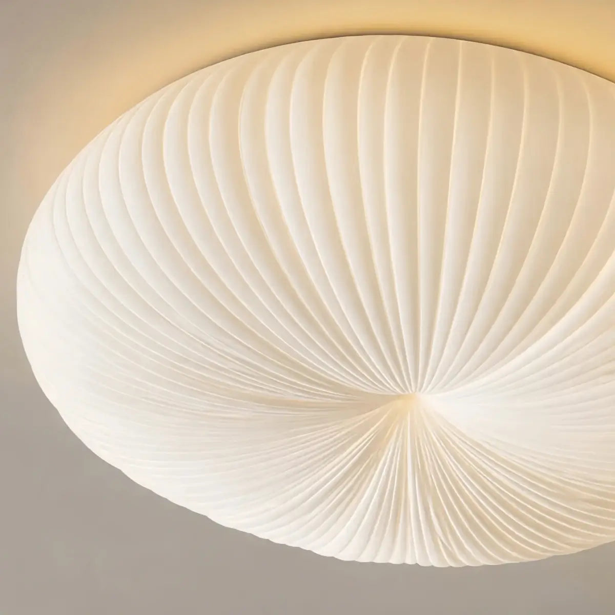 Crema Minimalist Ceiling Light -- PE & Metal, Beige for Living Room