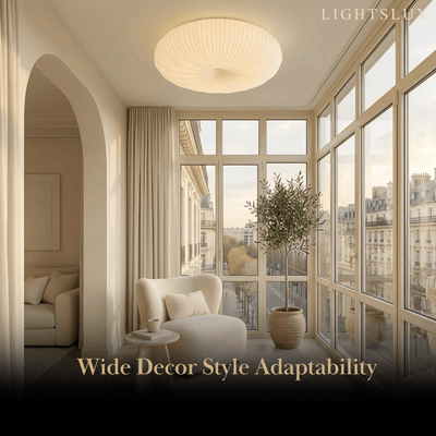 Crema Minimalist Ceiling Light -- PE & Metal, Beige Indoor