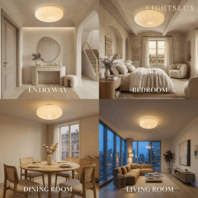 Crema Minimalist Ceiling Light -- PE & Metal, Beige for Room