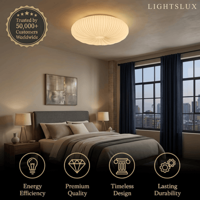 Crema Minimalist Ceiling Light -- PE & Metal, Beige for Bedroom