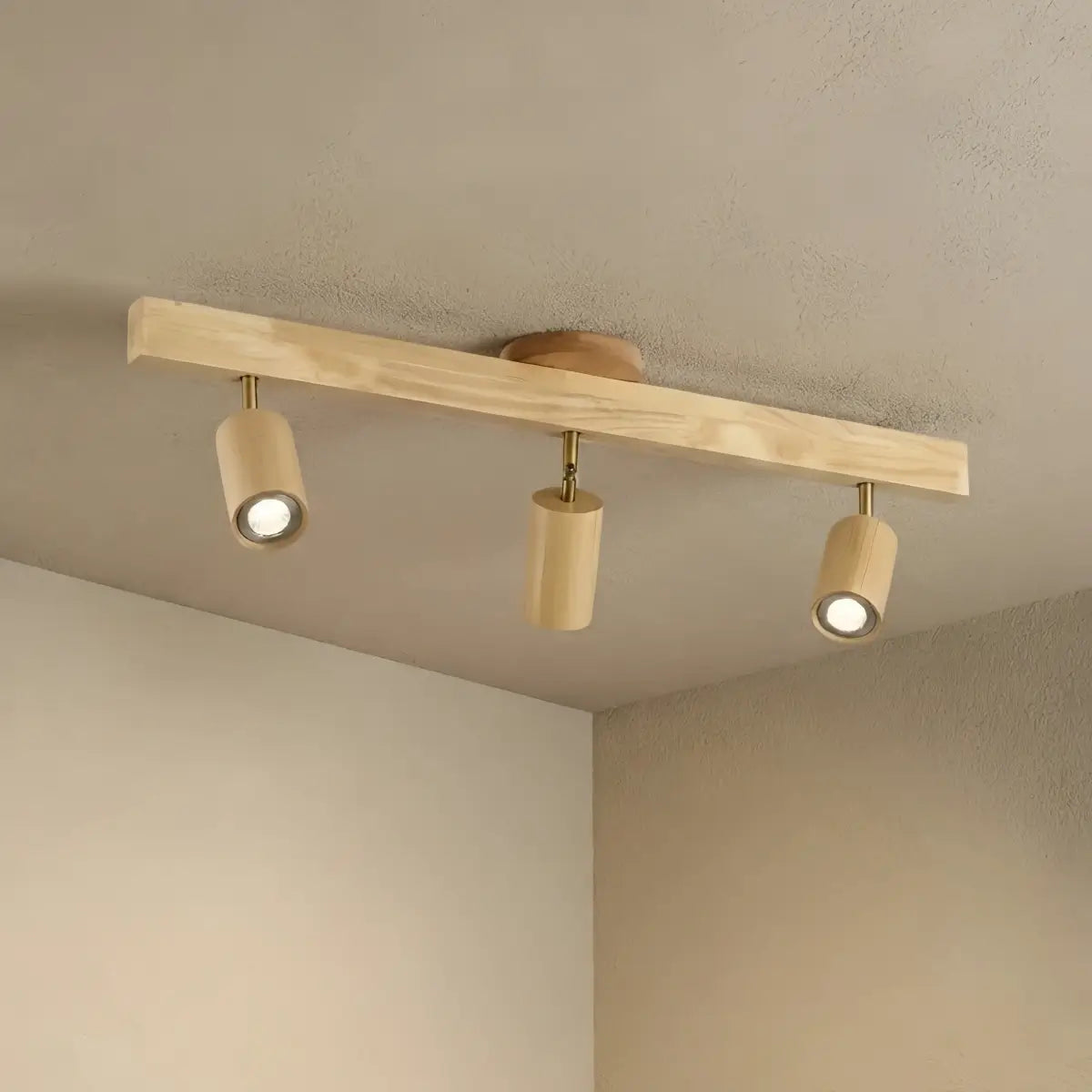 Zenno Wood Track Lighting -- Adjustable Spotlights Walnut/Wood for Kitchen & Bar