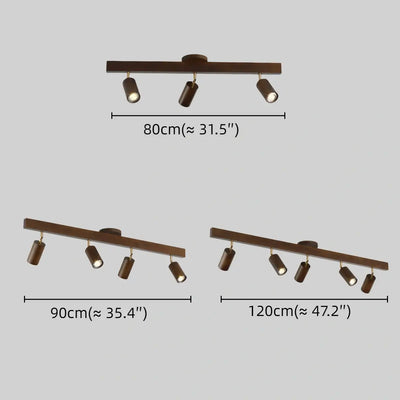 Zenno Modern Wood Track Lighting -- Adjustable Spotlights Walnut/Wood for Kitchen & Bar Size