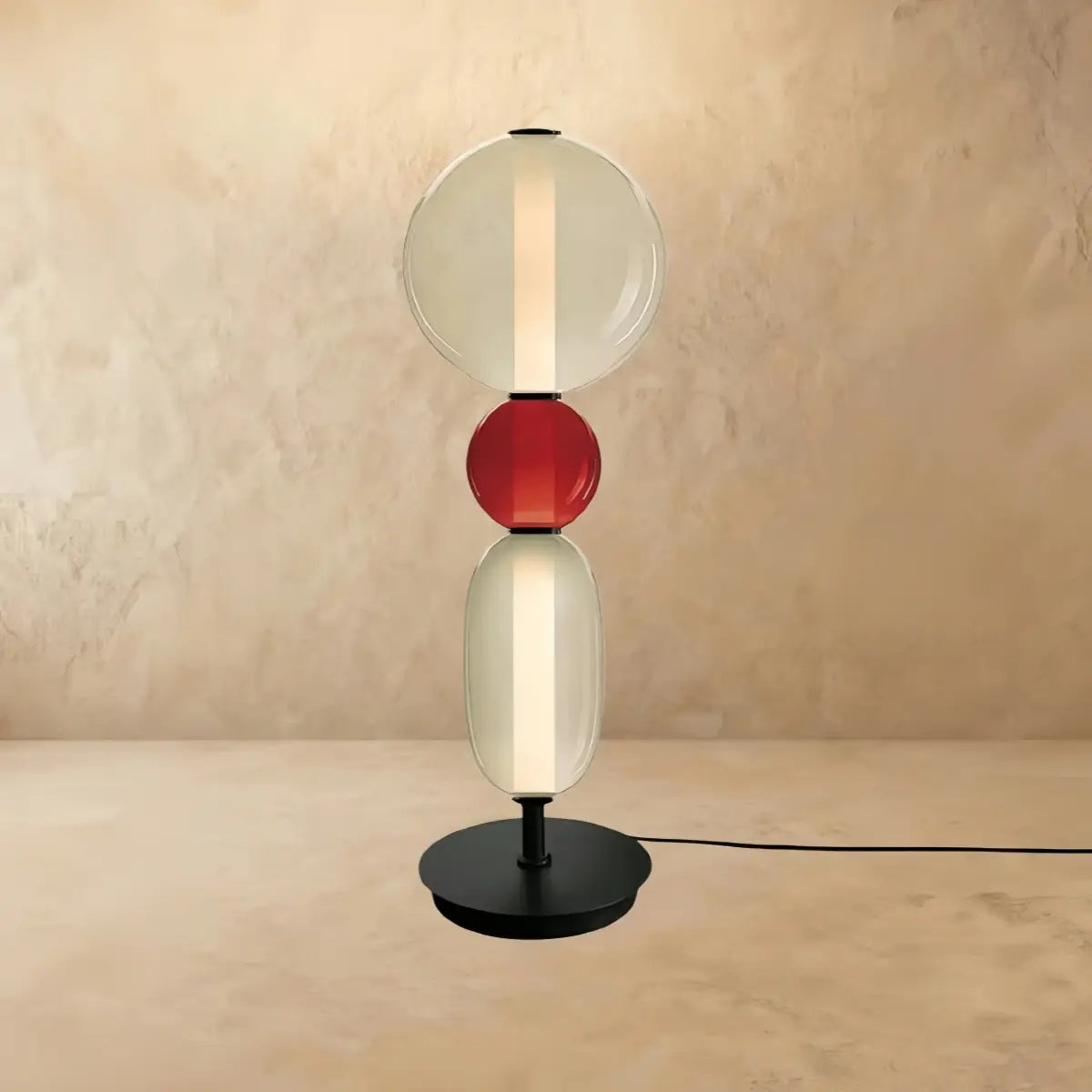 Art Deco Glass Table Lamp -- Hand-Blown Crystal LED for Living Room