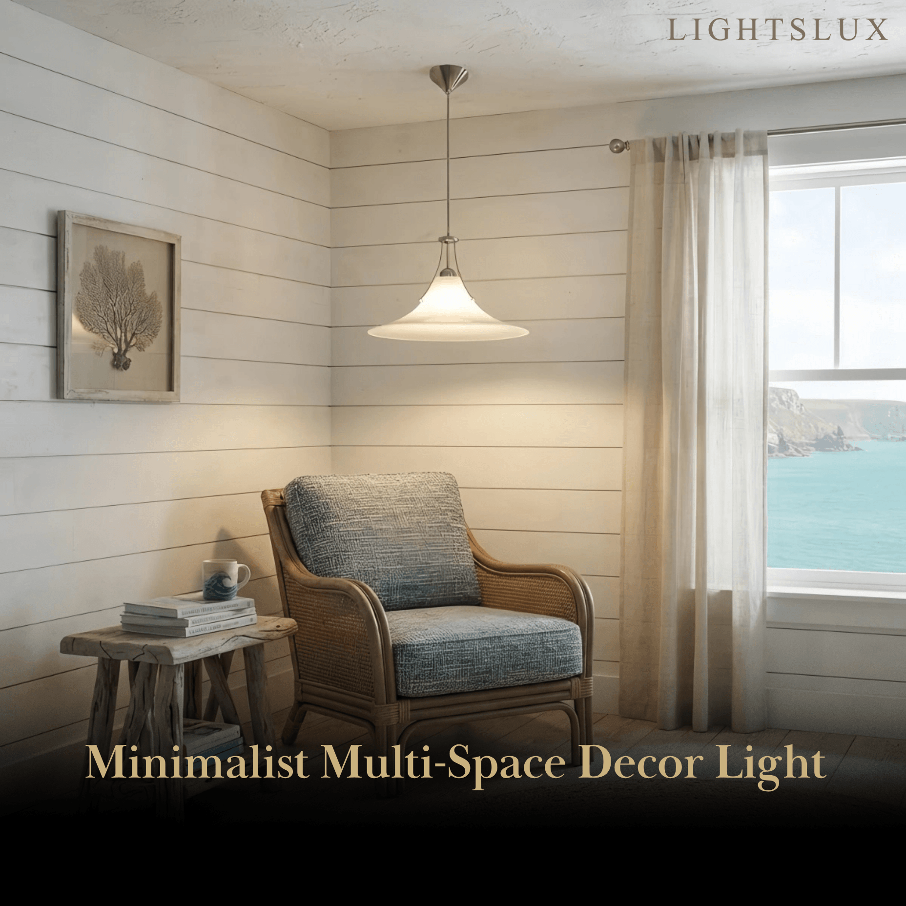 Minimalist Glass Pendant Light -- Anti-Glare White Finish for Dining Room