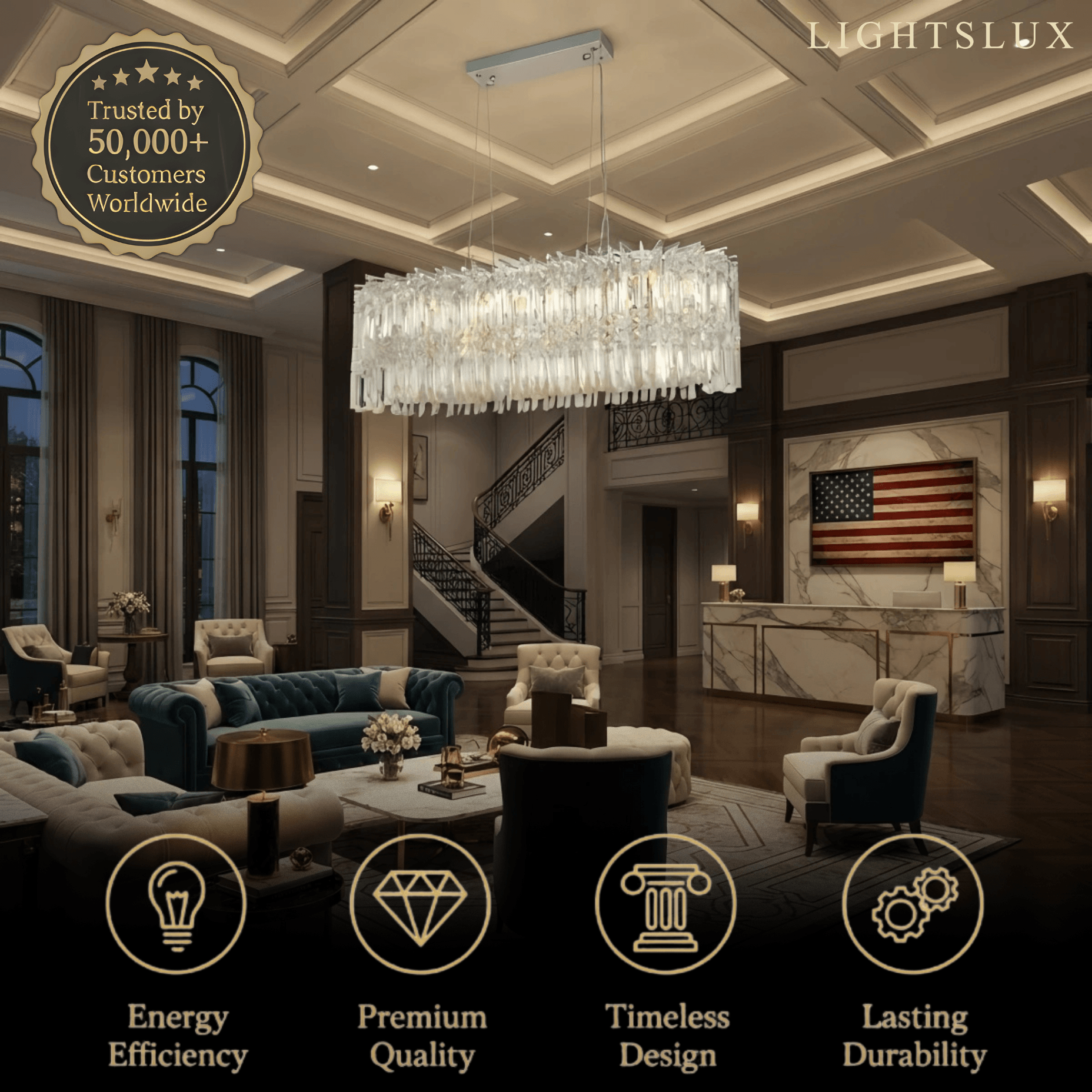 Excelis Crystal Chandelier --Clear for Living Room2