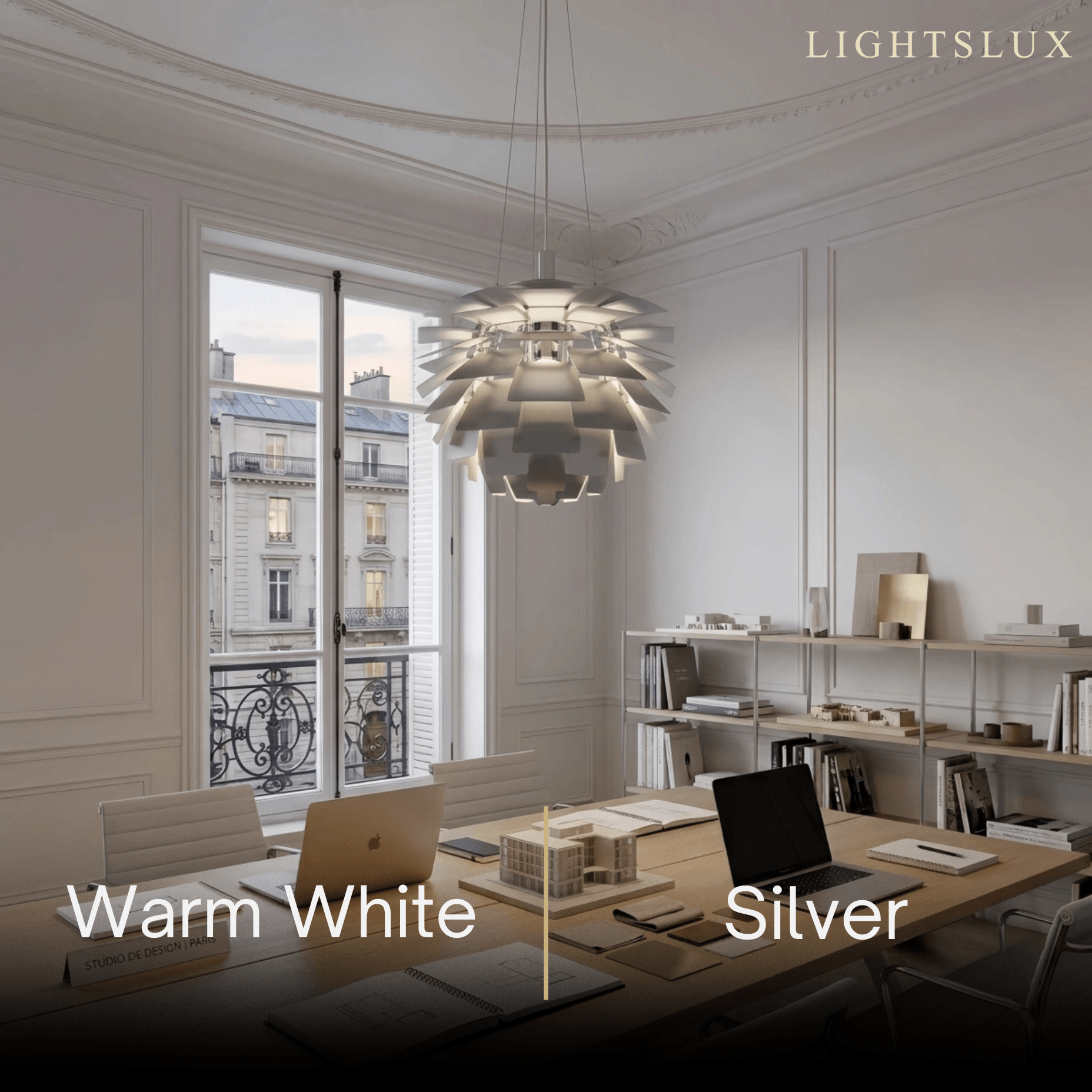 Vivara Nordic Aluminum Pendant Light — Pinecone Design Silver for Dining Room
