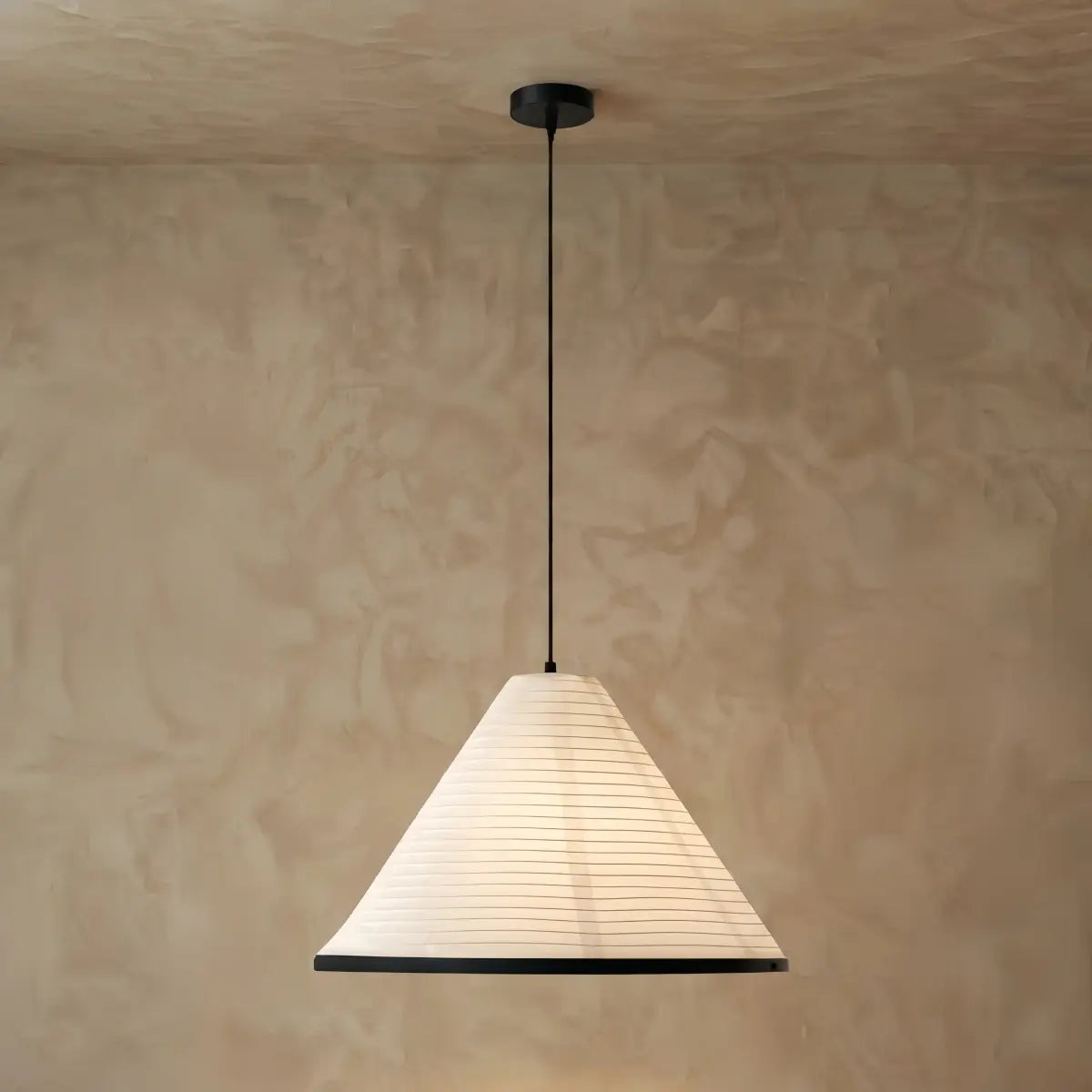 Wabi-sabi Paper Pendant Light — Metal Frame for Living Room