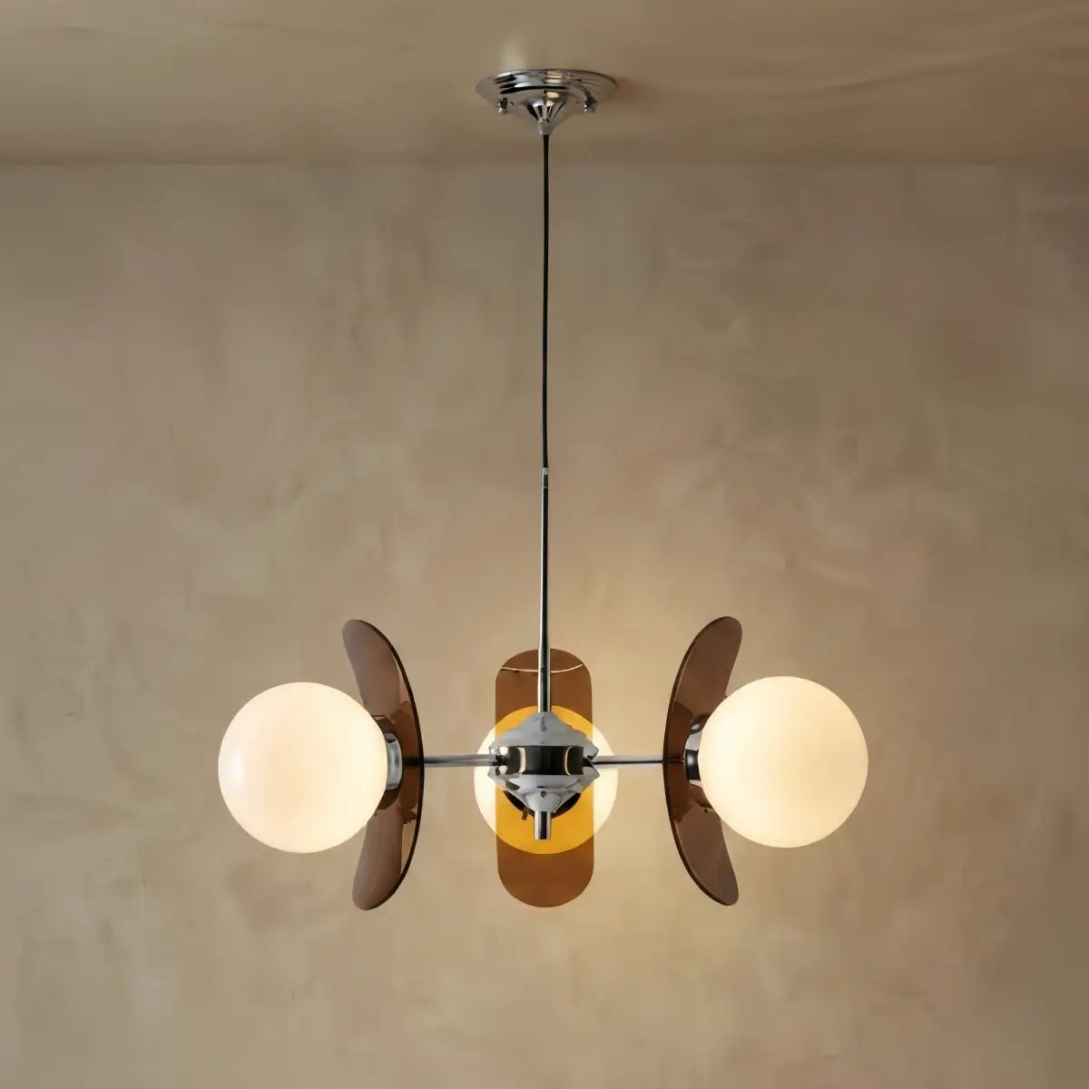 Vivara Art Deco Pendant Lamp-- Metal & Acrylic Brown/Orange for Dining Room