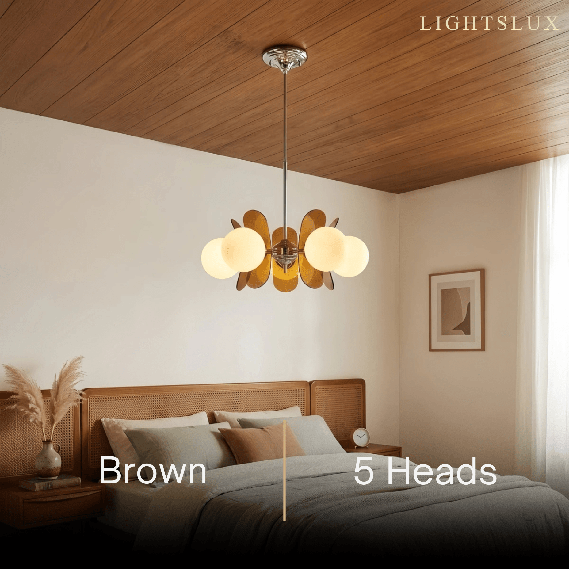 Vivara Art Deco Pendant Lamp-- Metal & Acrylic Brown/Orange for Bedroom