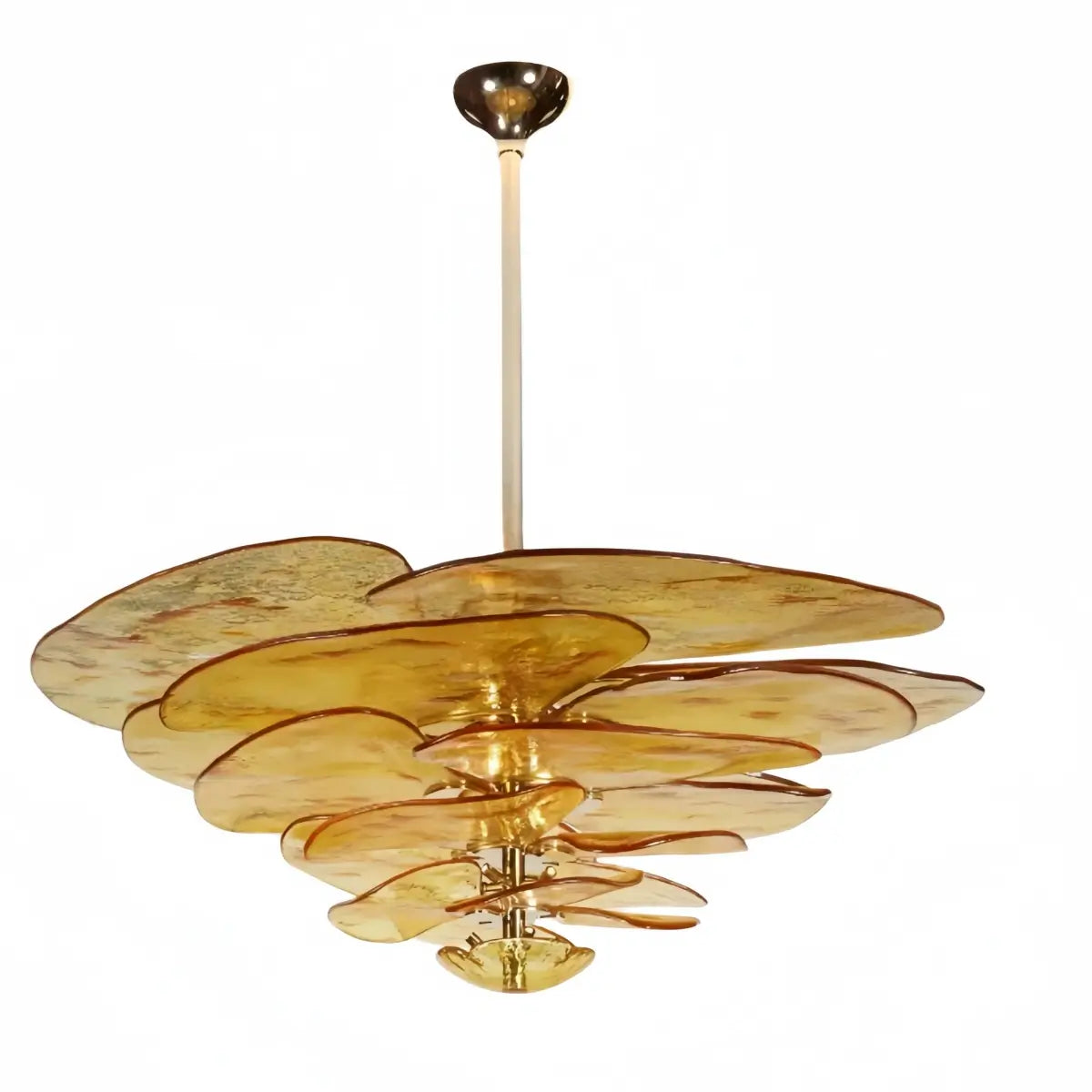 Art Deco Chandelier - Hand-blown Glass Iron Frame - Amber