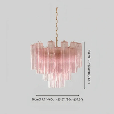 Vetro Art Deco Chandelier - Glass Iron  - Pink 