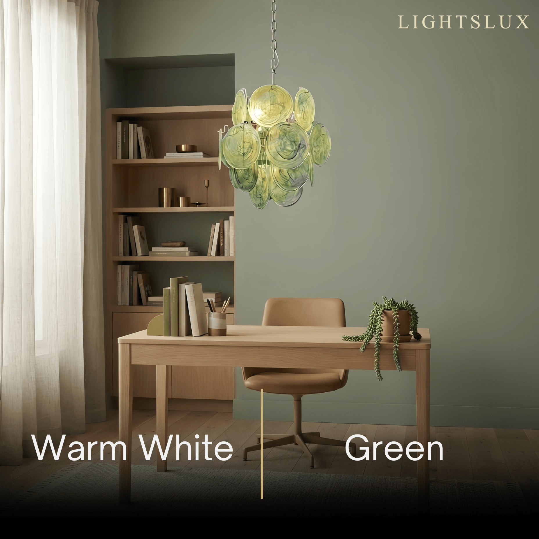 Vetro Art Deco  Chandelier -- Dimmable 3-Color Change for  Study Room