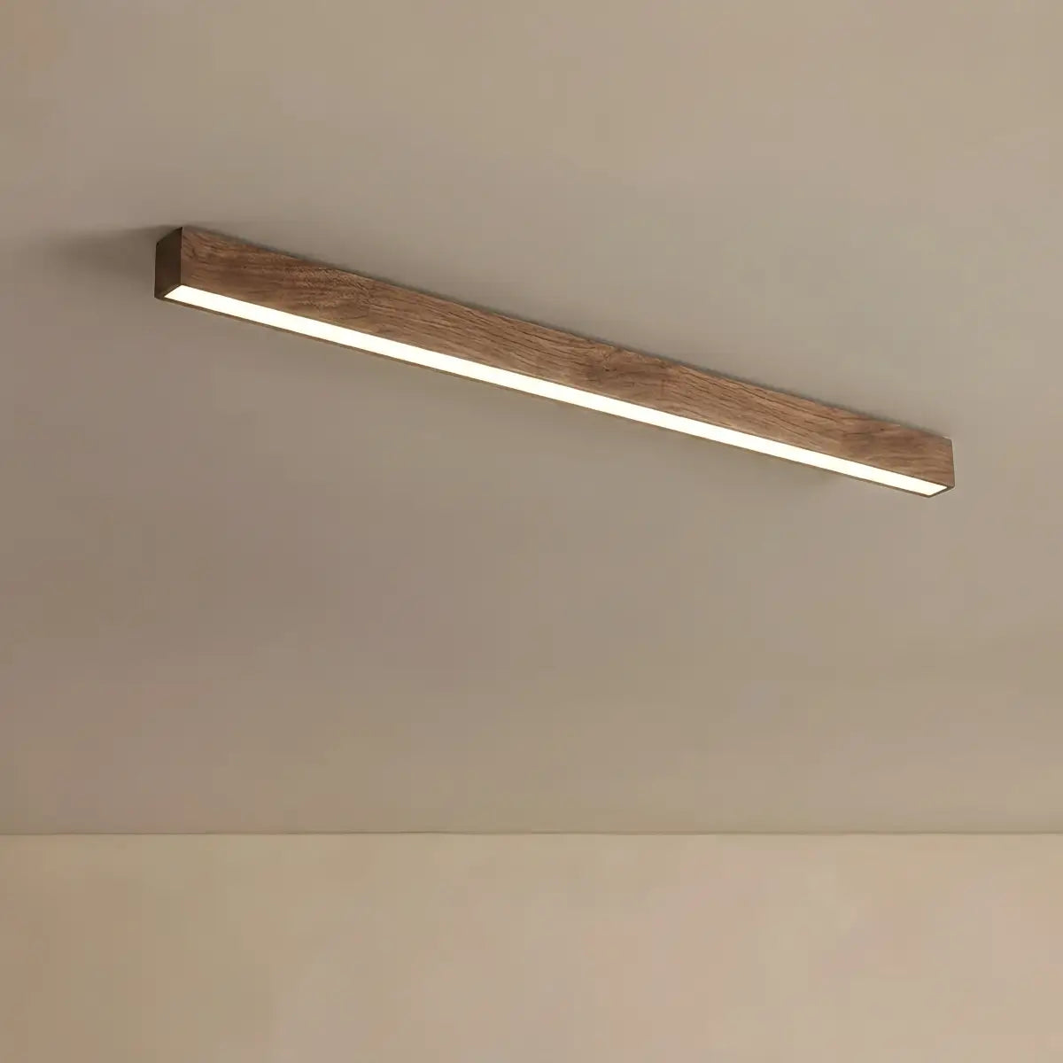 Zenno Minimalist Linear Ceiling Light -- Iron & Acrylic Wood-Grain Natural Wood/Walnut for Hallway