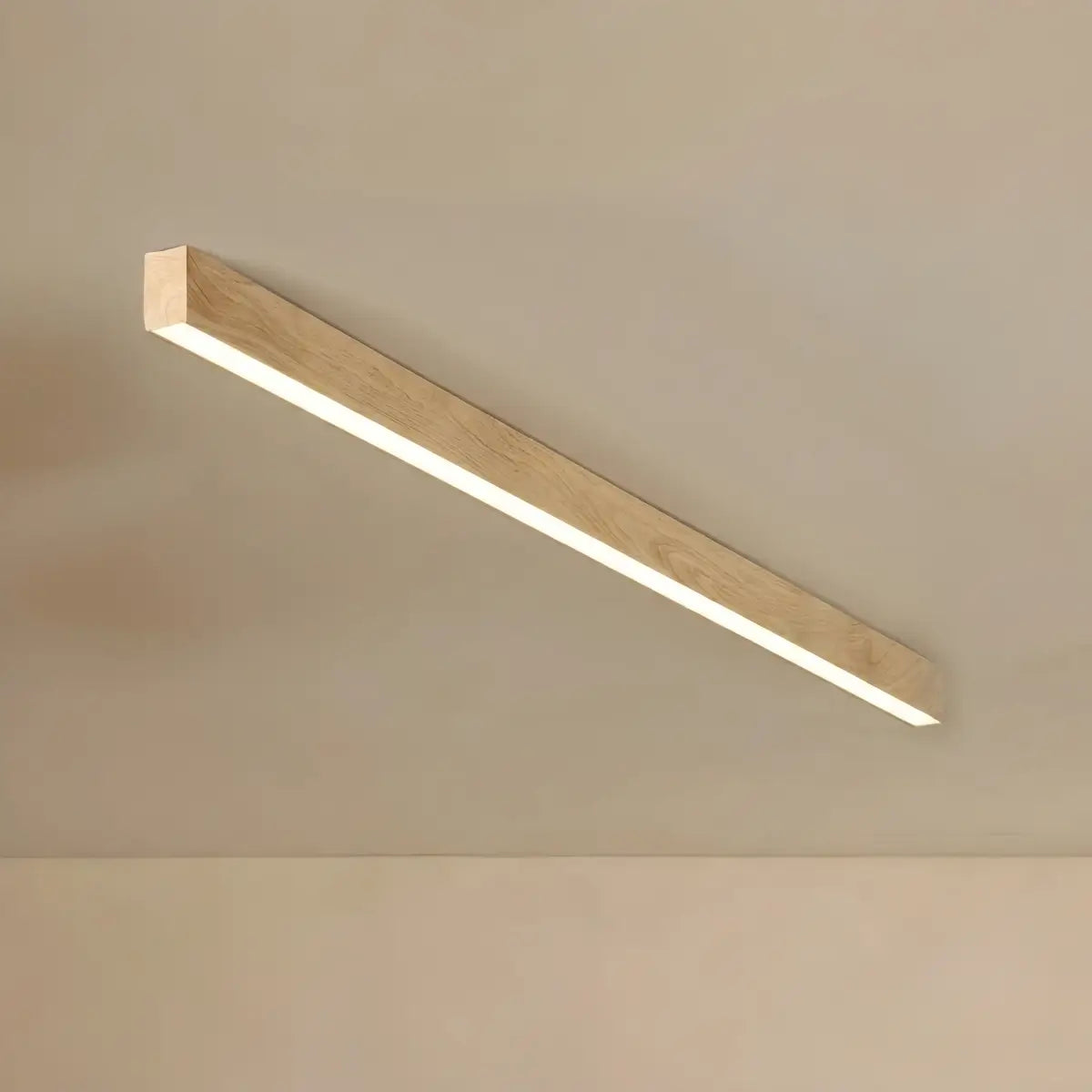 Zenno Minimalist Linear Ceiling Light -- Iron & Acrylic Wood-Grain Natural Wood/Walnut for Hallway