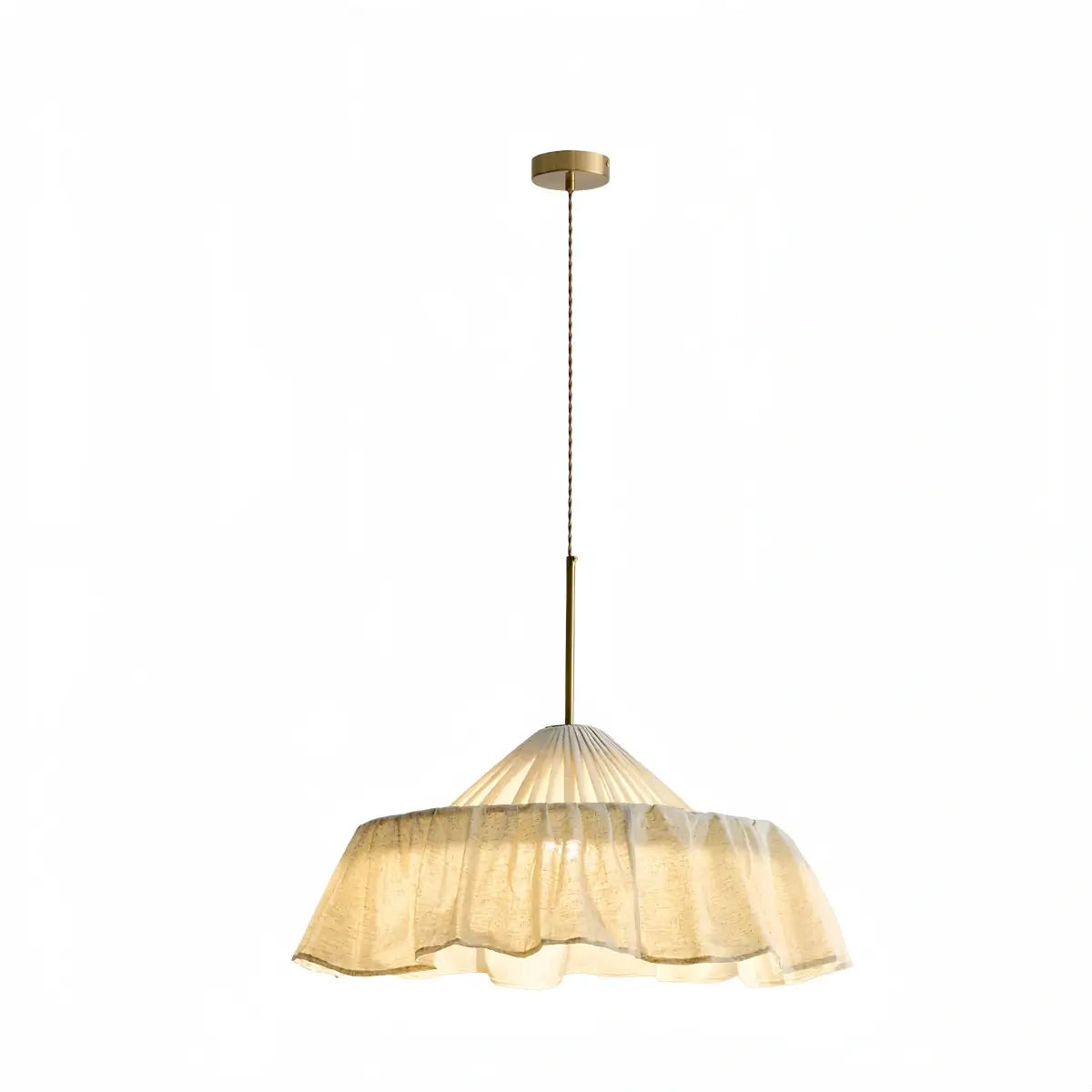 Velora Elegant Fabric Pendant Lamp -- Beige Pleated for Bedroom14