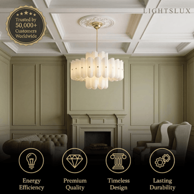 Velora Modern Chandelier - ABS with Built-in LED - Off-white for Living Room