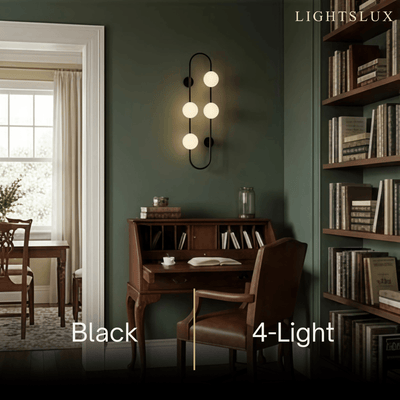 Vetro Minimalist Wall Lamp - Glass Iron - Black Brass for Bedroom Living Room