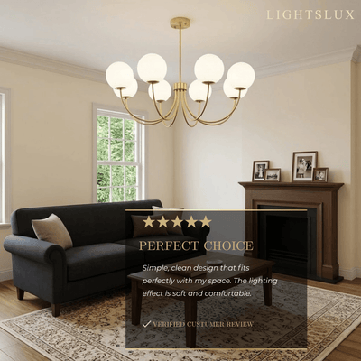 Vetro Minimalist Chandelier - Glass Iron with Tri-color E27 - 8-Head for Living Room