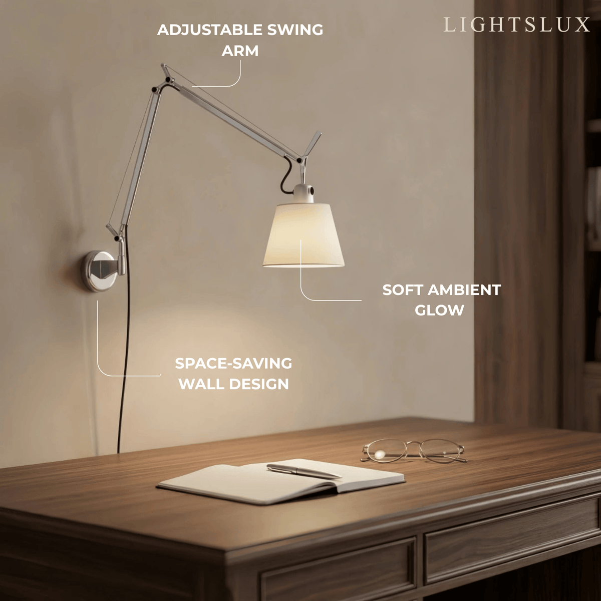 Stellar Modern Wall Lamp - Fabric Aluminum - Dual Arm for Bedroom Living Room
