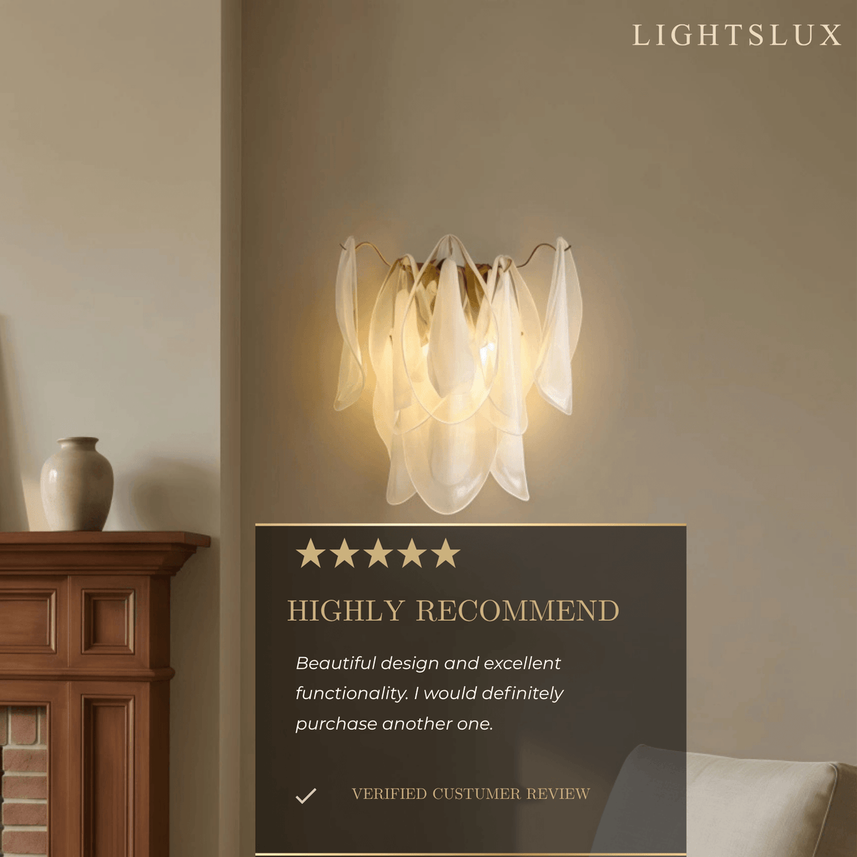 Lunara French Style Wall Lamp – Iron & Glass for Living Room03